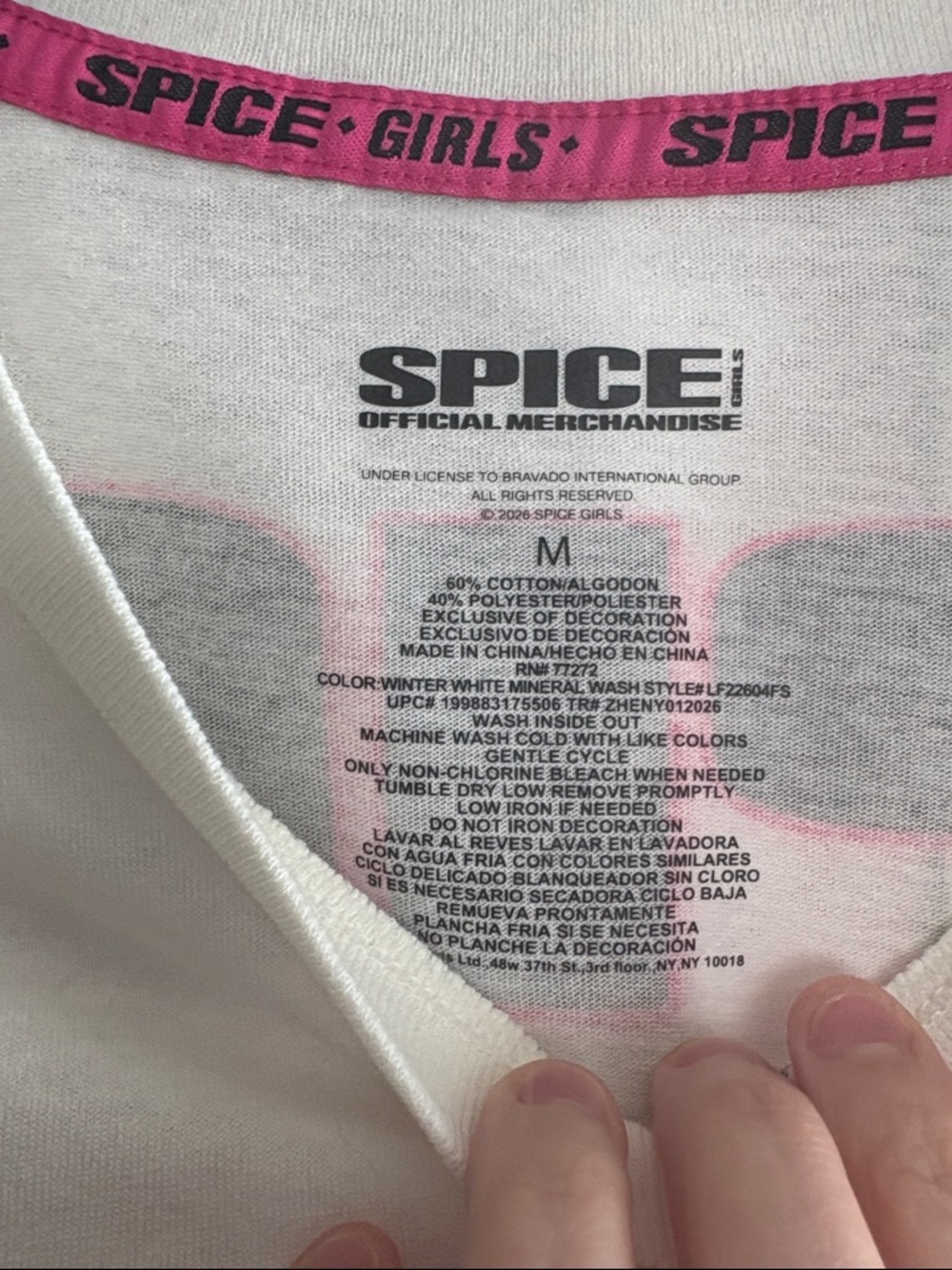 Spice Girls Graphic Tee crop top white White with Pink & Black Y2K - Picture 5 of 5